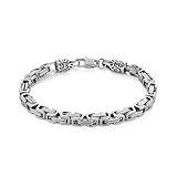 HZMAN 6mm Wide Stainless Steel Byzantine Bracelet for Men 8.5'