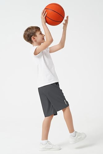 SHOOYING Boys Quick Dry Athletic Zipper Shorts Sets4
