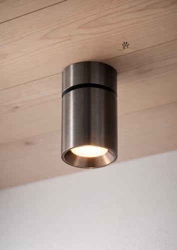 Image of Mufasa 12 Watts Black Chrome Adjustable LED Round Surface Light Cylindrical Shape Indoor Ceiling Mounted Spot Light Down Light Aluminum Body (Warm White)