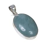Solid 925 Sterling Silver Pendant for Men Women, Genuine Aquamarine Cabochon Oval Gemstone Unique Handcrafted March Birthstone Jewelry