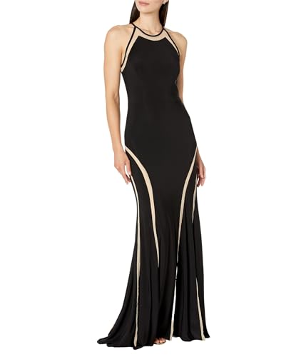 Amazon.com: Xscape Halter Dress Black/Nude 4 : Clothing, Shoes & Jewelry