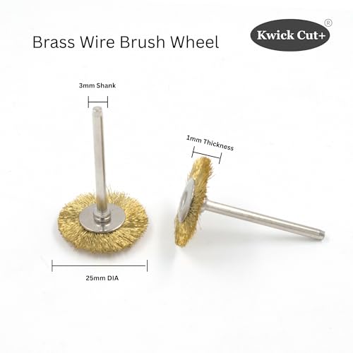 Image of Mini Brass Wire Brush Wheel Dia 25mm Shank 3mm 5 pcs Shank for Drill & Rotary Tool - Rust Removal, Metal Polishing, Cleaning - Compatible with Dremel Tools