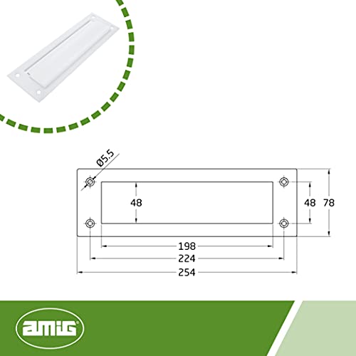 Miniatura 4 de Amig - Bocacartas Buzón Blanco Mod. 1 - Solapa Para Paredes O Puertas - Recogecartas Con Tapa De Acero - 254 X 78 Mm - Medida Boca: 198 X 48 Mm - Color Blanco Mate - Ranura Para Cartas