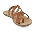Soda ISABEL ~ Women Fashion Comfortable Slip On Flat Cross bands Toe Ring Fashion Sandals (Cognac Pu, us_footwear_size_system, adult, women, medium, numeric_9)