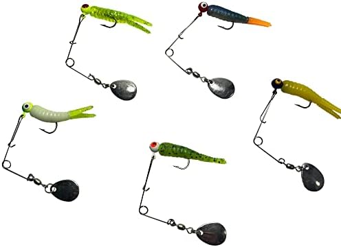 HAnglers Variety(#1) 5-Pack New Beetle Spinners 1/8 OZ 1.5 Inch Nickel Spinnerbaits Crappie Perch Bluegill Panfish Fishing Lures