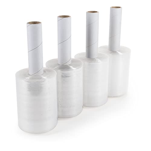 IDL Packaging - F-51-4 5\" x 1000\' 80 gauge Bundling Stretch Wrap Rolls with Extended Core Handle, Clear (Pack of 4)