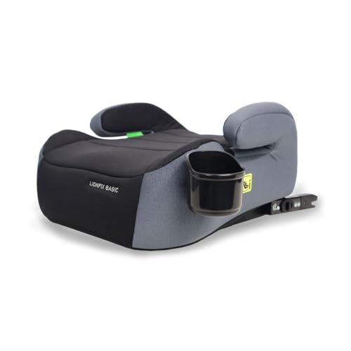 Mobiclinic®, Alzador Coche Niño, ISOFIX Regulable, I Size ECE R129, Portabotellas Extraíble, 125 150 cm, Funda Extraíble y Lavable, 22 a 36 kg, Reposabrazos Acolchado, Lionfix Basic