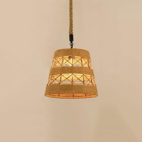 Suspension industrielle en corde de chanvre, luminaire suspendu rustique haut de gamme
