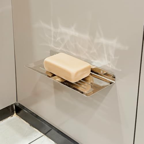 Image of Premium Stainless Steel Wall Mounted Soap Holder for Bathroom & Kitchen | Rust-Proof Soap Dish Rack with Drainage | Modern Design for Shower, Washbasin, Sink | Holds 2 Soaps | Space Saving Organizer