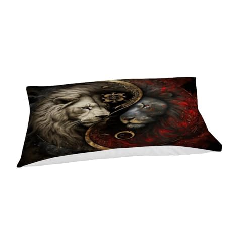 Parure de couette lion microfibre anti-plis lit simple 2 taies