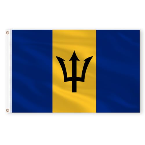 Image of AhfuLife Barbados Flag 3x5 Ft, Large Flag of Barbados for Outside - Double Side with Brass Eyelets for Olympic Party Decorations, Soccer Party Decoration Bar Garden Street Decoration Indoor Outdoor