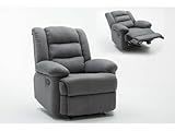 Fauteuil relax Habitat et Jardin - Fauteuil Relax Buckingham Gris Clair - Fauteuil de Bureau Inclinable avec Accoudoirs - Siège Confortable et Ergonomique - Fauteuil de Chambre et de Salon