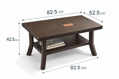 Image of Royal - Foldable Plastic Coffee Table with Storage Shelf | Center Table for Living Room | Tea Table | Furniture for Home & Office | 82.5 x 52.5 x 42.5 CM | Desert Colour (Brown)