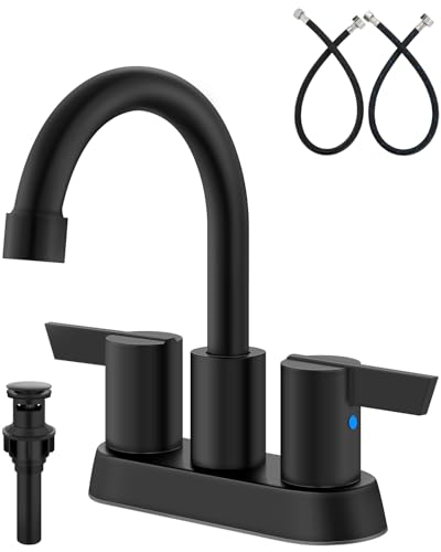 GBBNE 4-Inch Centerset Bathroom Faucet 3-Hole,2-Handle Sink Faucet with Pop-Up