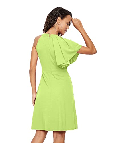 Image of Uptownie Lite Women's Stretchable Solid Fit & Flare Skater High Neck Knee-Length Dress