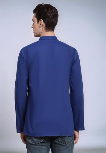 Image of SKAVIJ Men's Long Sleeve Short Tunic Ethnic Wear Cotton Kurta