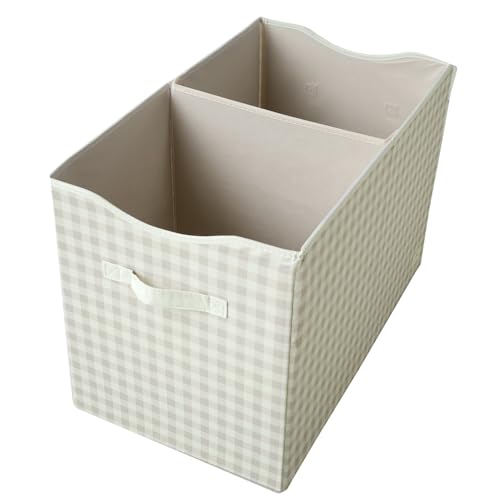 Coffre à jouets enfant 3 Sprouts vichy beige boîte rangement chambre - 5