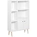 HOMCOM Bibliothèque scandinave Meuble de Rangement dim. 80L x 23,5l x 123H cm 5 niches Placard 2 Portes Pieds effilés inclinés Bois Massif Panneaux Particules Blanc