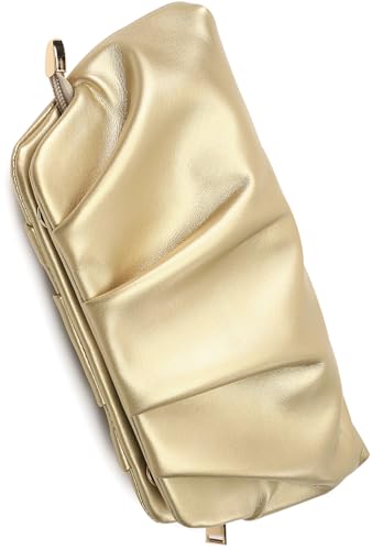 Image of Evening Bag for Women Ruched Clutch Purse Detachable Metal Chain Crossbody Bag