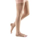 SWOLF Thigh High Compression Stockings Women Men, Open Toe Firm Support 20-30 mmHg Graduated Compression Socks - Moderate Toeless Medical Support Hose Swelling Varicose Veins Edema (Beige, X-Large)
