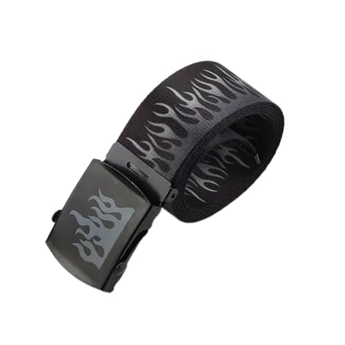 Muloo Tactically Belt Flame Pattern Wide Belt Nylon Wear Resistant Belt Teens Male Waist Belt for Coat Jeans Wear Resistant