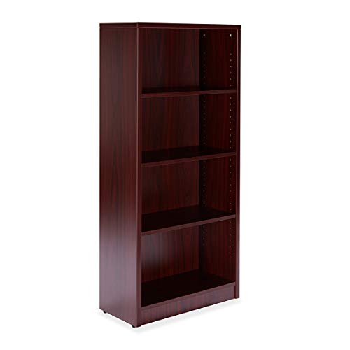 Image of Sunon 4 Shelf Wood Bookcase Freestanding Display Shelf Adjustable Layers Bookshelf for Home Office Library Small Narrow Space (Mahogany, 4-Layers)
