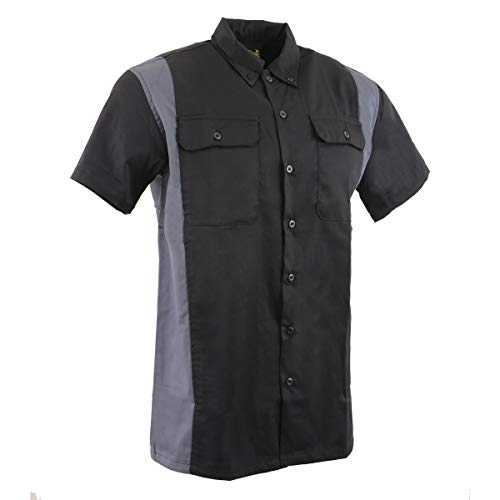 Milwaukee Leather MDM11674.01 Men's Black and Grey Button Up Heavy-Duty Work Shirt for | Classic Mechanic Work Shirt4