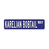 Panneau de rue Karelian Bobtail - Cadeau pour propriétaire de bébé animaux - 7,6 x 30,5 cm - Art mural en métal personnalisé - Coupe-vent - Tendance - Pour la maison, le bar, la boutique, le garage