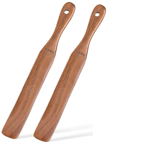 2 Pack Wooden Spurtle for Sourdough Starter, Mixing, Reaching Bottom of Jar, Dough Whisk, Long