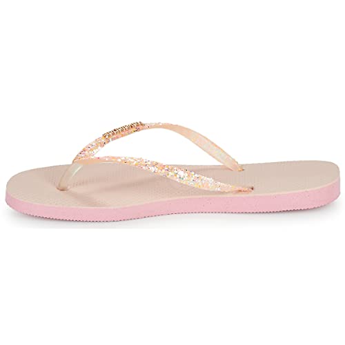 Havaianas Tongs Slim Glitter Flourish pour femme, Macaron rose, 35/36 EU