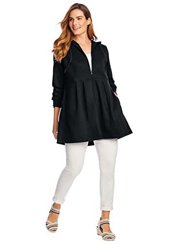 Woman Within Plus Size Pleated Jacket French Terry Long Oversized Sweatshirt