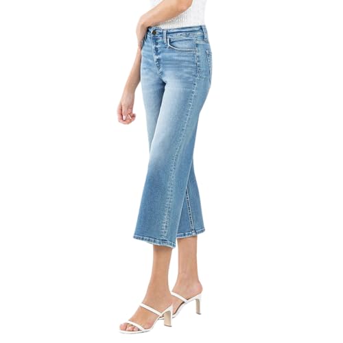 Flying Monkey High Rise Crop Wide Leg Jeans Medium Blue3