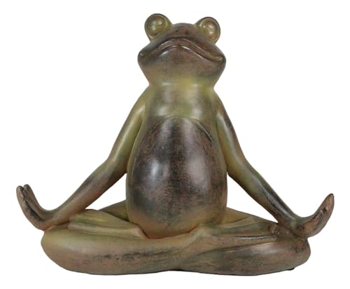 Estatua de Rana Yoga Meditación Zen Rústica 14 in