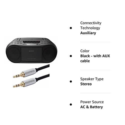 Sony Cfds70-Blk Cd/Mp3 Cassette Boombox Home Audio Radio, Black, With Aux #TOP3