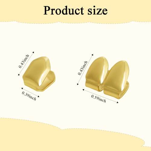 4Pcs Gold Silver Plated Teeth Hip Hop Tooth Gold Grillz 4 Top Teeth Grillz Hip Hop Tooth Caps Accessories for Men Women Hip Hop Costume Rappers Costume Performers Party Halloween2