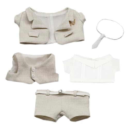 niannyyhouse 15cm 20cm ぬいぐるみ 服 上着 ベスト シャツ ネクタイ ズボン スーツ コットンドール 着せ替え (Beige 20cm)
