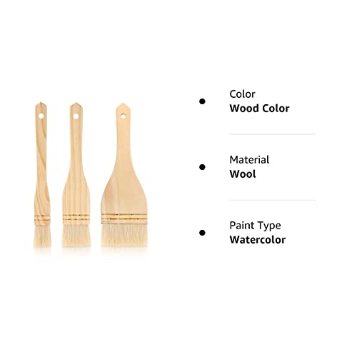 3 Pieces Flat Hake Brushes Hake Paint Brush Artist Painting Brushes Set Sheep Hair Bristles Wash Brush For Watercolor, Wash, Ceramic And Pottery Painting (9 X 1 Inches, 9 X 2 Inches, 9 X 3 Inches) #TOP7