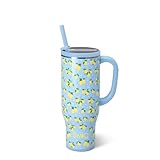Swig Life 30oz Mega Mug, 30oz Tumbler with Handle and Straw, Large Insulated Tumblers, Cup Holder Friendly Travel Mug, Stainless Steel 30 oz Tumbler, Reusable Insulated Water Bottle (Lemon Meringue)