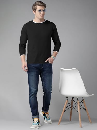 Image of The Dry STATEMen's Full Sleeve Basic Fit T-Shirt with Contrast Tipping Details Neck