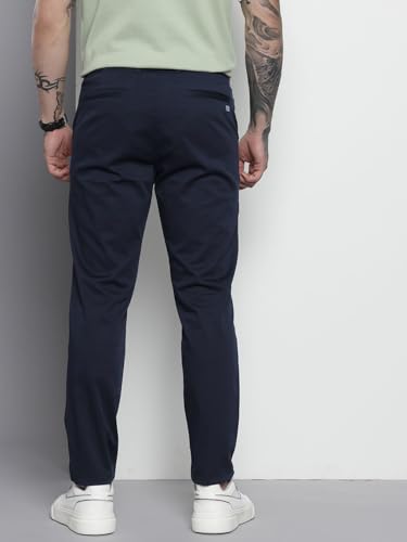 Image of The Indian Garage Co Men Regular Fit Solid Mid-Rise Stretchable Chinos