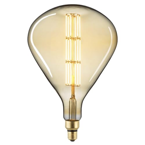 SIGOR LED Deko Wendelfilament GIANTLAMPE TEAR GOLD, 230V, Ø 25cm / L 36.5cm, E27, 8W 2100K 720lm 360°, CRI 90, dimmbar, 1 stück, Warmweiß