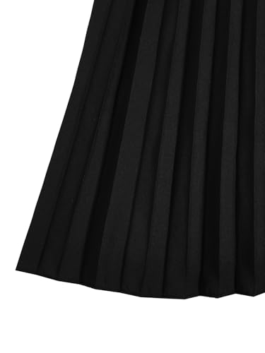 Women's V Neck Pleated Mini Dress Dolman Short Sleeve High Waisted A Line Work Dresses4