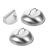 FONDOTIN 1 Satz Fleischpresse -Topfdeckel Set Grill Schmelzdom aus Edelstahl Speckpresse aus Edelstahl Burger Press für Hibachi Burgerpresse rund Griddle-Zubehör-Kit Rostfreier Stahl Silber