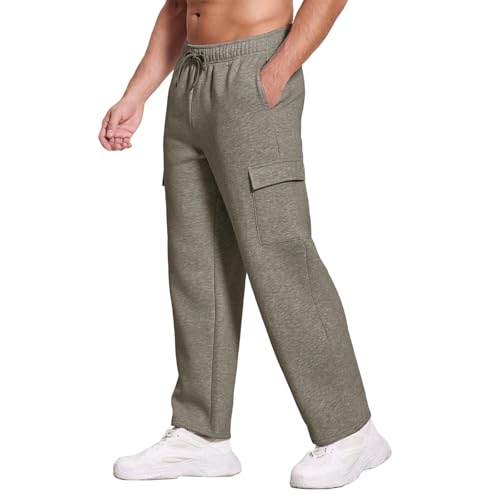 Baggy Sweatpants Men Wide Leg Heavyweight High Waisted Drawstring Cargo Pants Outdoor Athletic Joggers with Pockets2