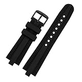POYNMRE Kompatibel mit Uhrenarmband der Bulgari DIAGONO-Serie mit erhabener Öffnung, Uhrenarmband aus Silikon, schwarzes Uhrenzubehör, 22 x 7 mm(Black Black Buckle)