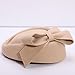 Fasbuy Wool Felt Fascinator Women Elegant Pillbox Hat Bowknot Derby Church Hat Retro Fedoras Light Camel