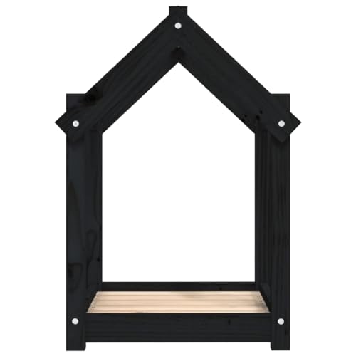 Lit pour chien solide cadre bois stable noir pour salon - 7