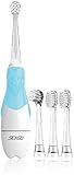  SEAGO SG-513 Elektrische Zahnbürste Kinder 6 Monaten bis 4 Jahren, Schallzahnbürste mit LED Licht, Smart Timer, Wasserdicht IPX7 Kommt 4 Stück Austauschbare Bürsten Köpfen Kinderzahnbürste (Baby Blau)