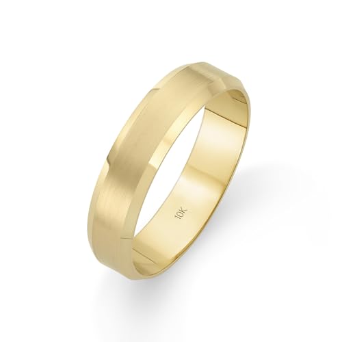 Image of Oxford Ivy Mens Wedding Band 14K /10K Solid Gold 5mm Flat Beveled Edge Ring
