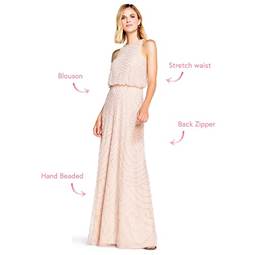 Adrianna Papell Women's Halter Art Deco Beaded Blouson Dress, navy, 8